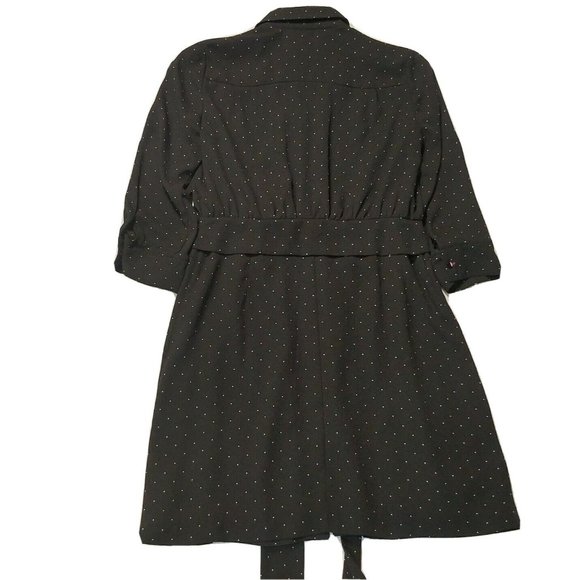 Tommy Hilfiger Button Up Shirt Dress Black Small S/P White Dots - Picture 2 of 3